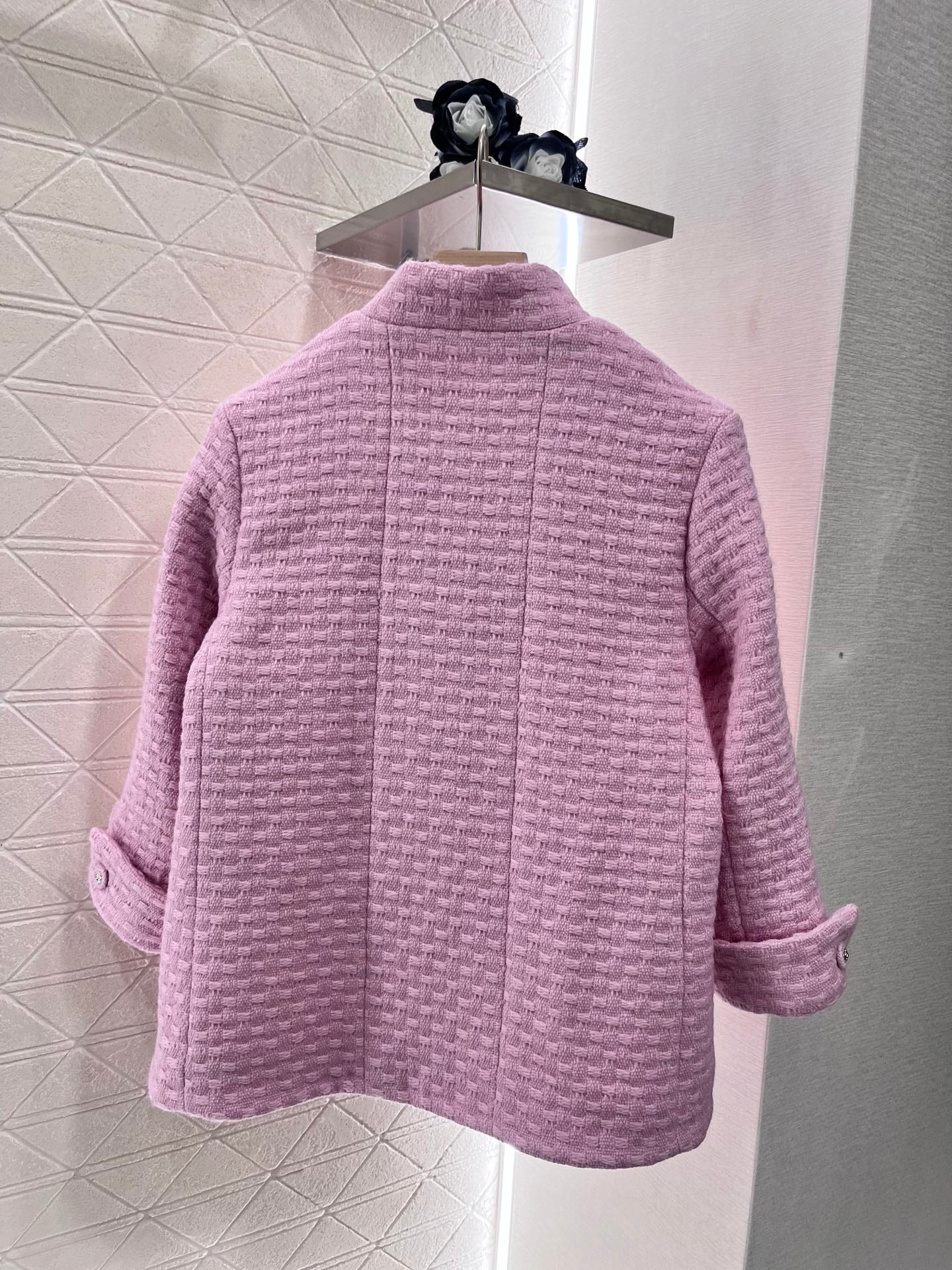 25ss Coarse woolen small stand collar dress jacket