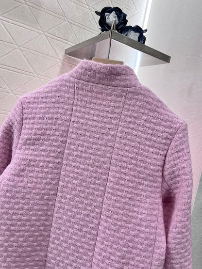 25ss Coarse woolen small stand collar dress jacket