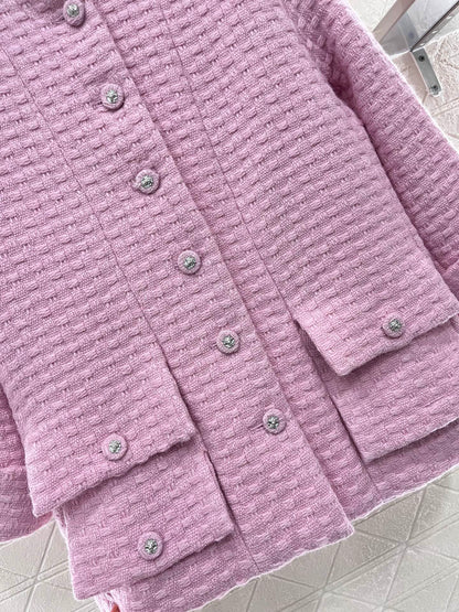 25ss Coarse woolen small stand collar dress jacket