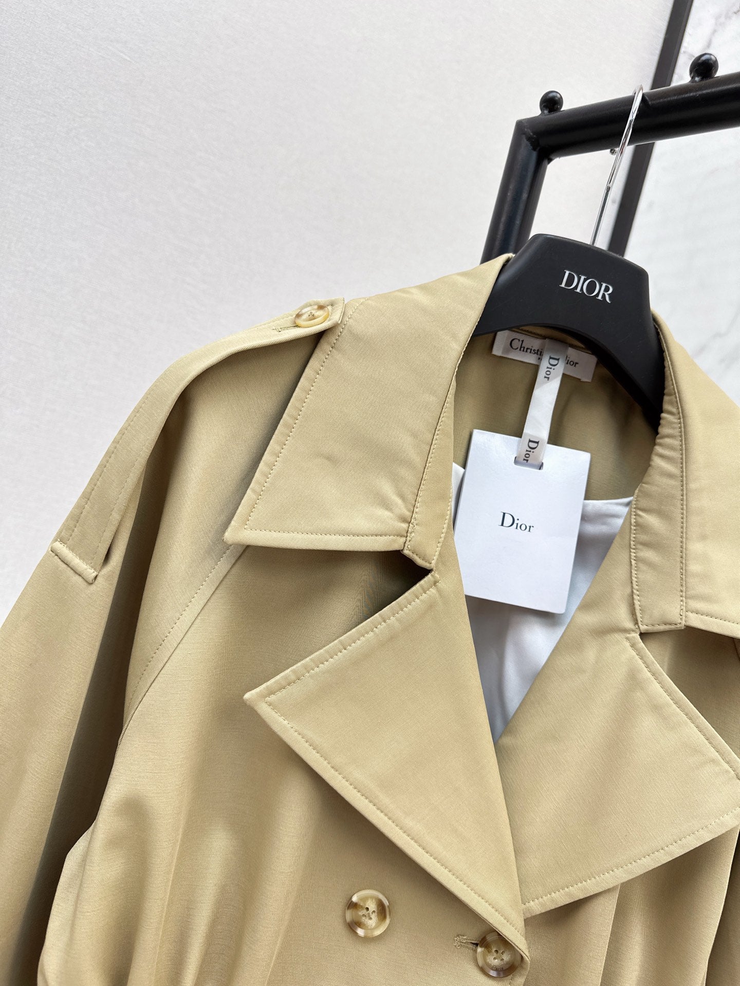 25ss Drawstring waist cinched mid length lapel windbreaker jacket