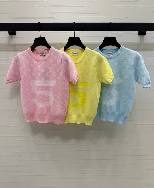 2025 Spring and Summer New Size 5 Knitted Short Sleeve