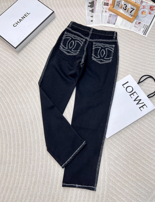 Ski series thick line straight leg jeans