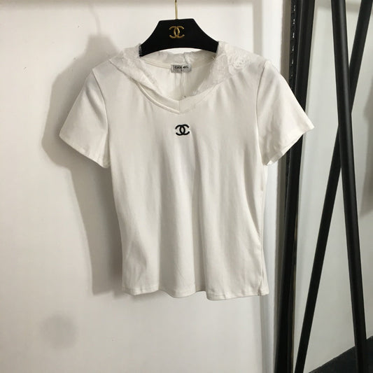 2025 New Double C Embroidered Hoodie Short Sleeve