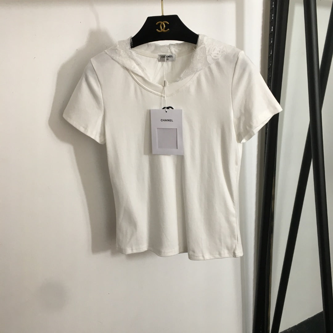 2025 New Double C Embroidered Hoodie Short Sleeve