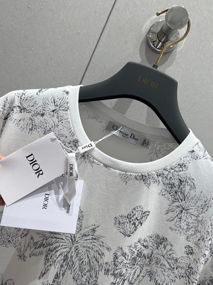5Ss spring and summer new reactive print butterfly forest series round neck short sleeve T-shirt