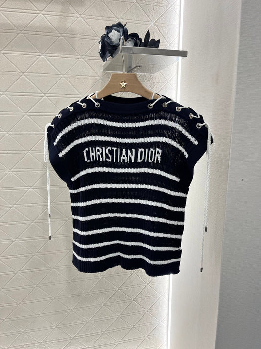 2025 New Arrival Knot Striped Knitted Short Sleeve