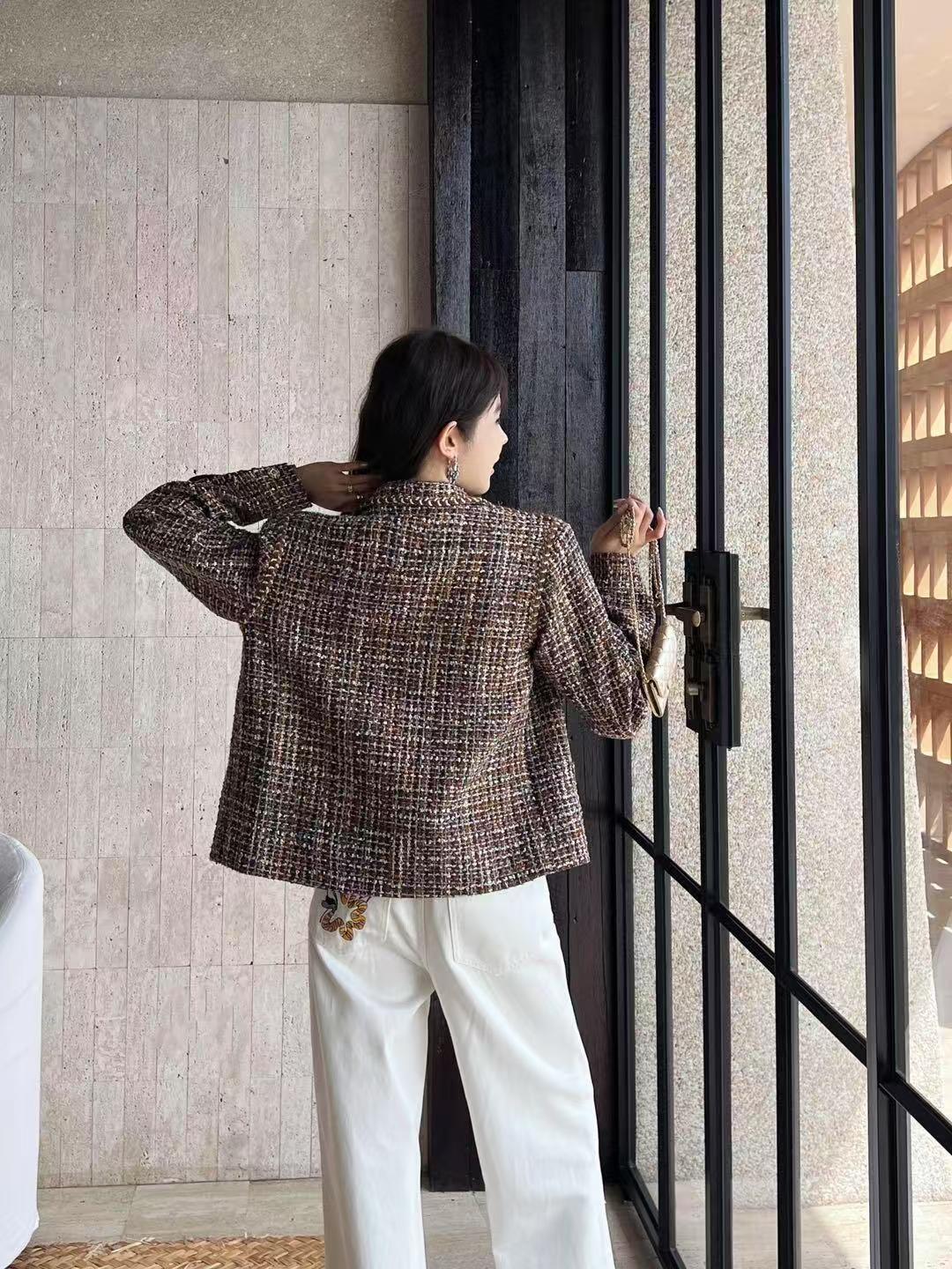 2025 Spring and Summer New Retro Woven Tweed Jacket