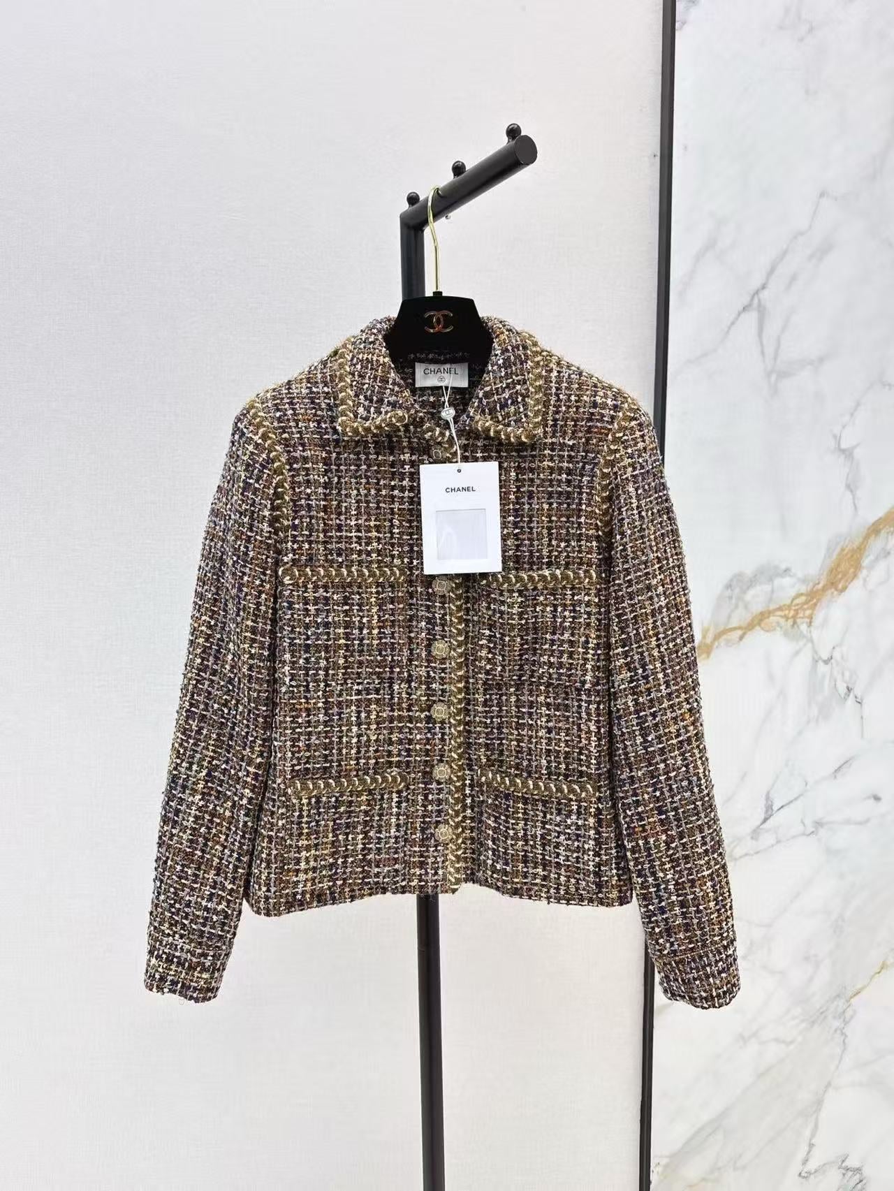 2025 Spring and Summer New Retro Woven Tweed Jacket