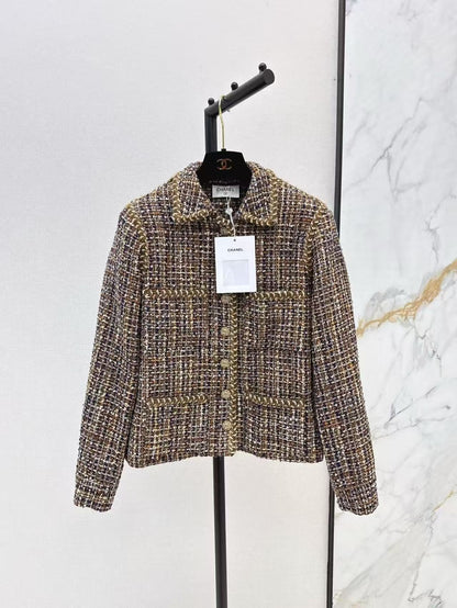 2025 Spring and Summer New Retro Woven Tweed Jacket