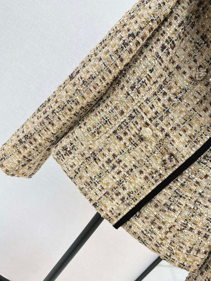 25SS Early Spring Latest One-shoulder Knitted Tweed Jacket