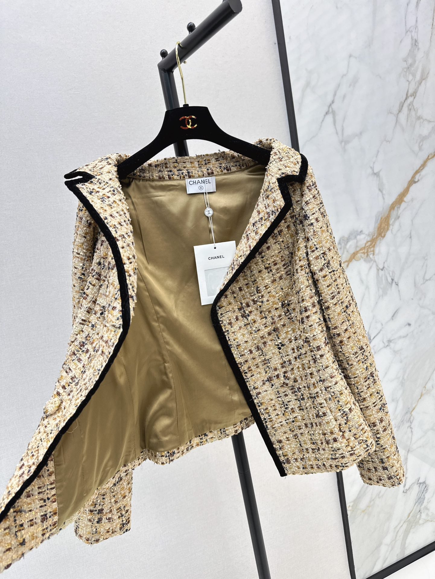 25SS Early Spring Latest One-shoulder Knitted Tweed Jacket