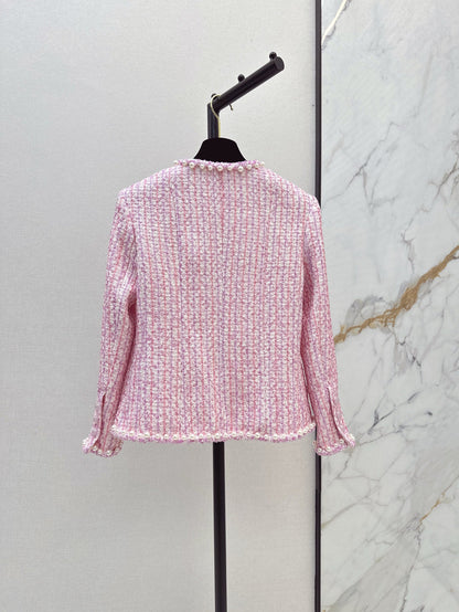 25ss latest spring and summer high-end sparkling cherry blossom pink pearl jacket