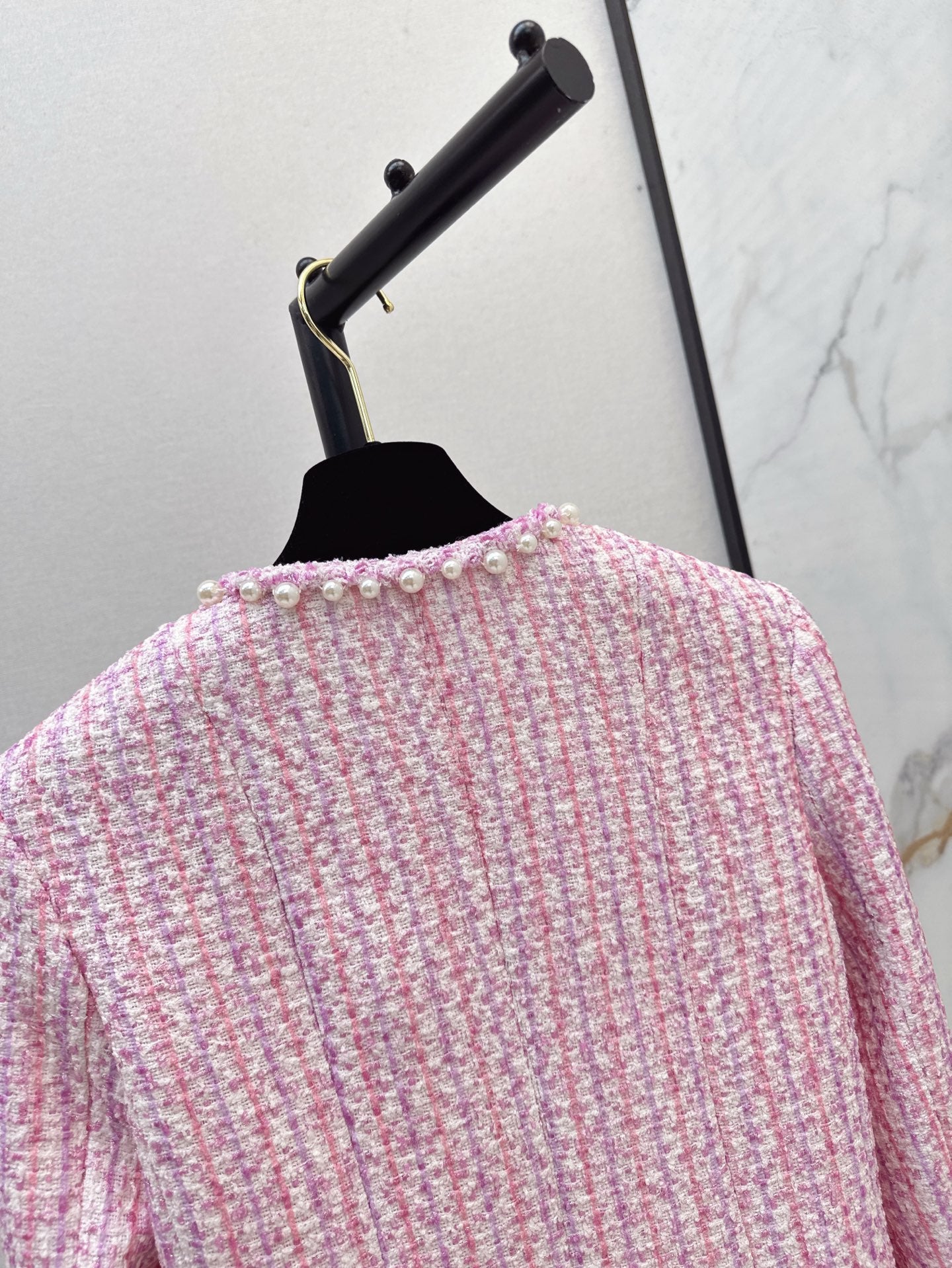 25ss latest spring and summer high-end sparkling cherry blossom pink pearl jacket