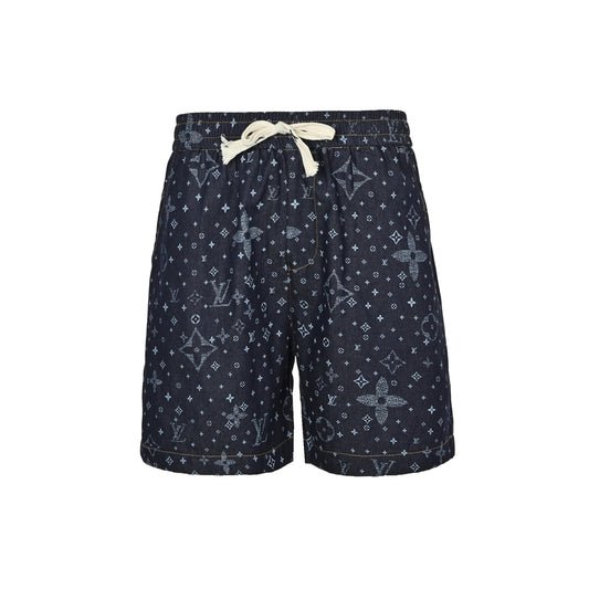 25ss full print vintage denim shorts