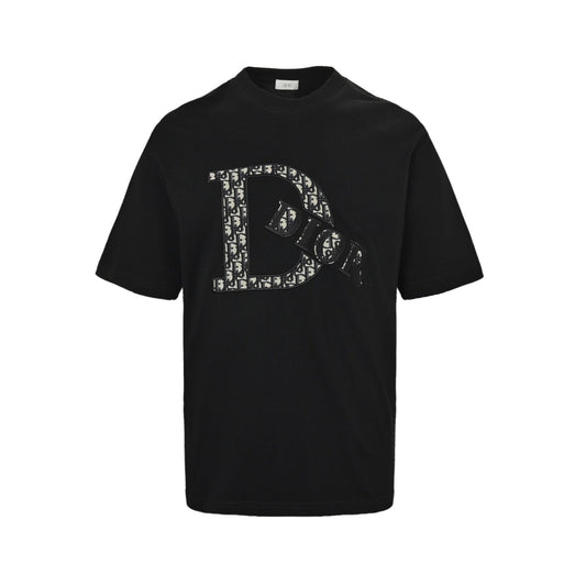 Presbyopic appliqué embroidered letter short sleeves