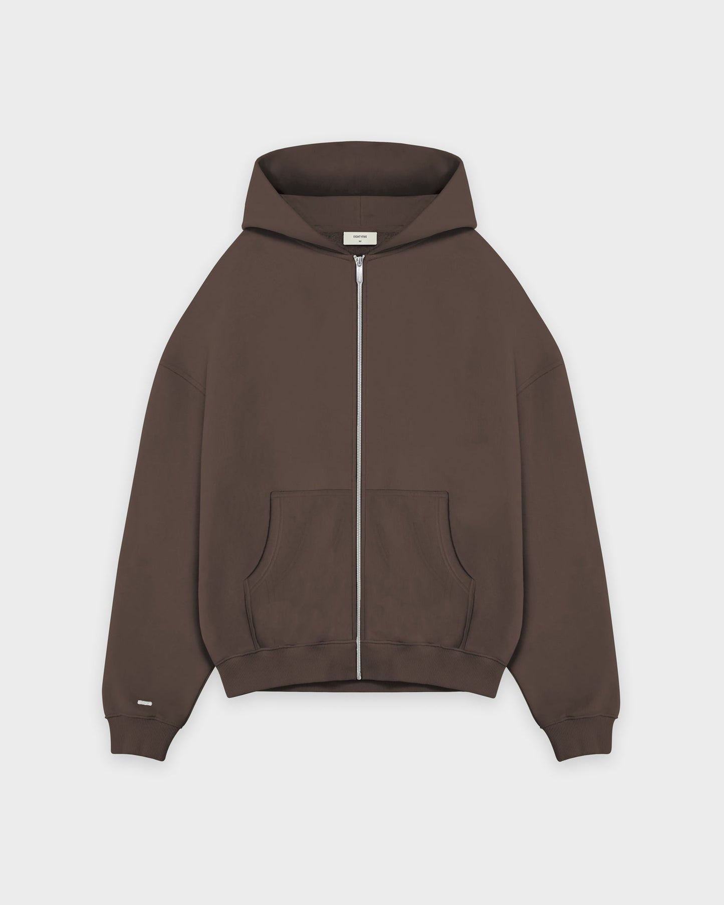 Heavy Chocolate Brown Basic Zip Hoodie