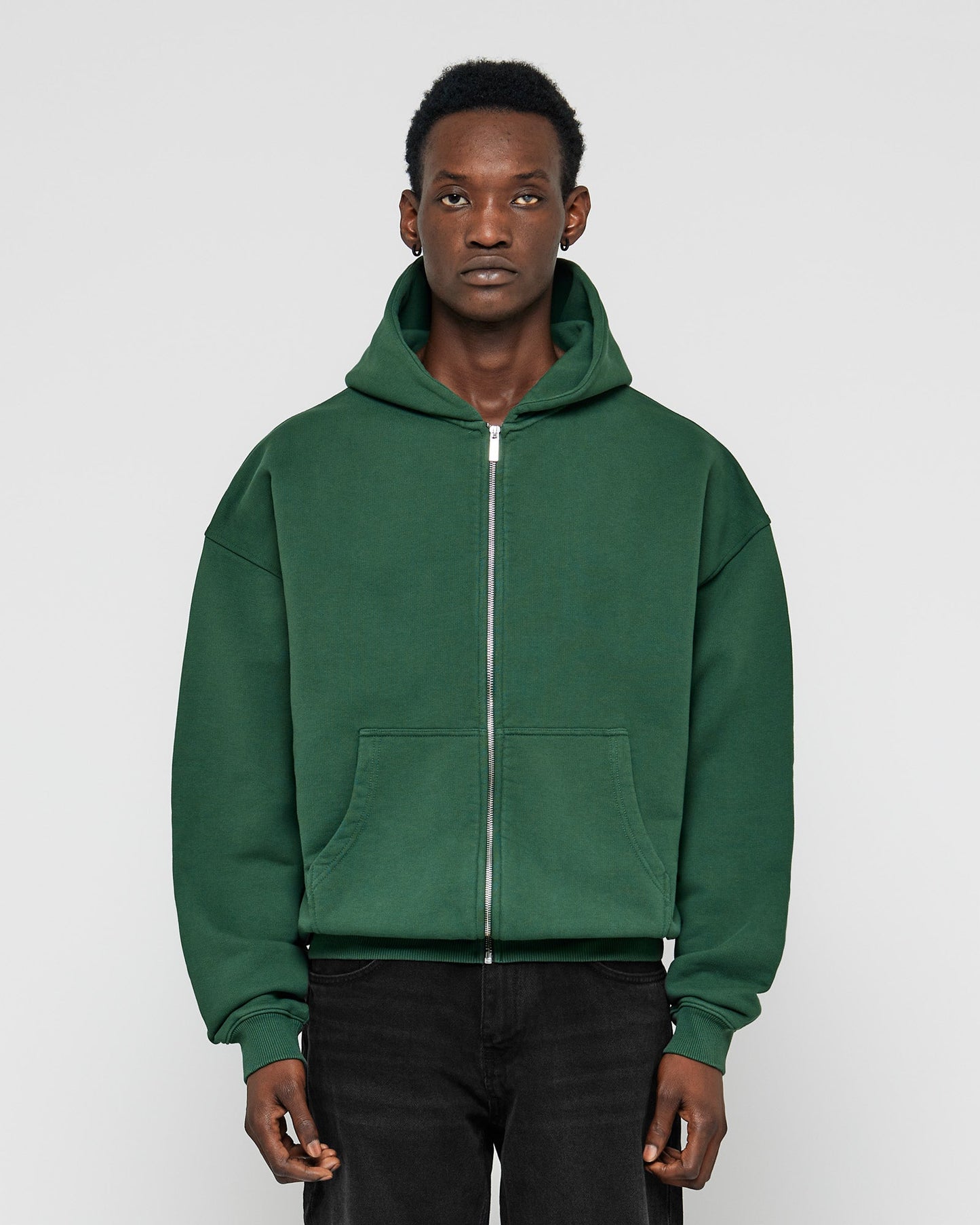 Heavy Hunter Green Basic Zip Hoodie