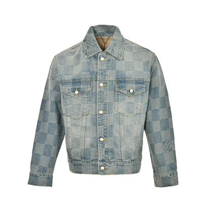 checkerboard denim jacket