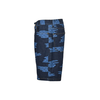 25ss blue sky and white cloud printed denim shorts
