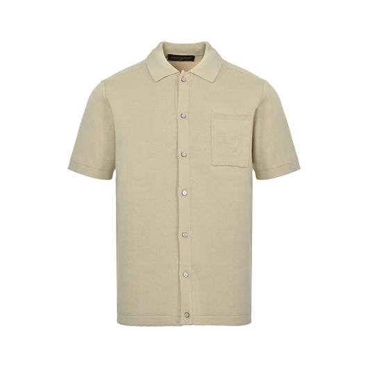25ss pocket jacquard logo knitted short sleeved shirt