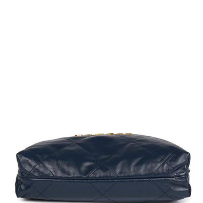 Large 22 Bag Navy Lambskin Antique Gold Hardware（42*39*8cm）