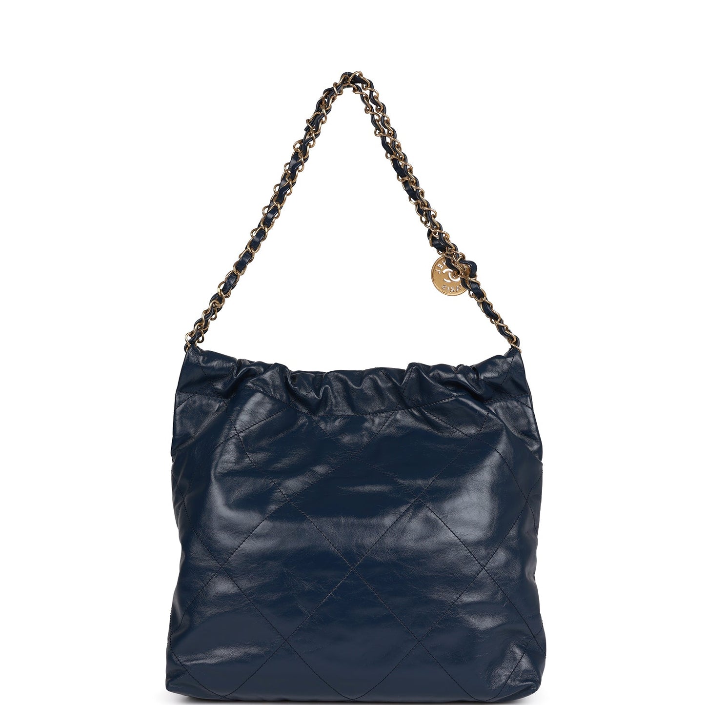 Large 22 Bag Navy Lambskin Antique Gold Hardware（42*39*8cm）