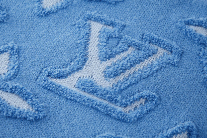 Jacquard four-leaf clover logo crew neck sweater