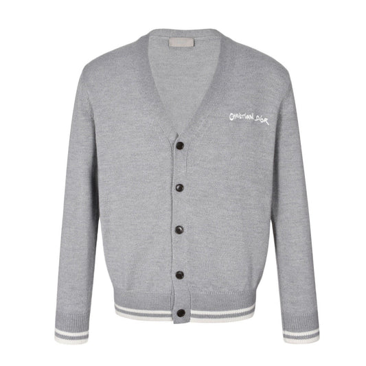 signature monogram embroidered cardigan sweater