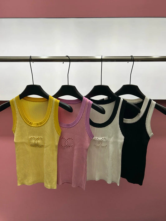 C 25  Double C Cutout Embroidered Knit Vest