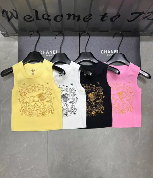 D 25 Jungle Lion Embroidered Vest