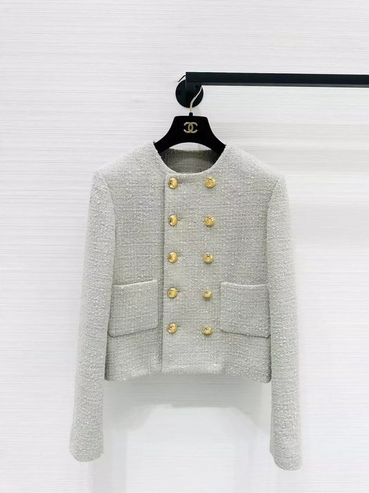 25 new mint green double-breasted jacket