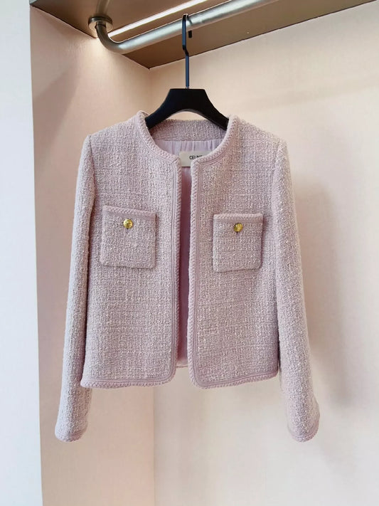 25 Early Spring Pink Tweed Jacket