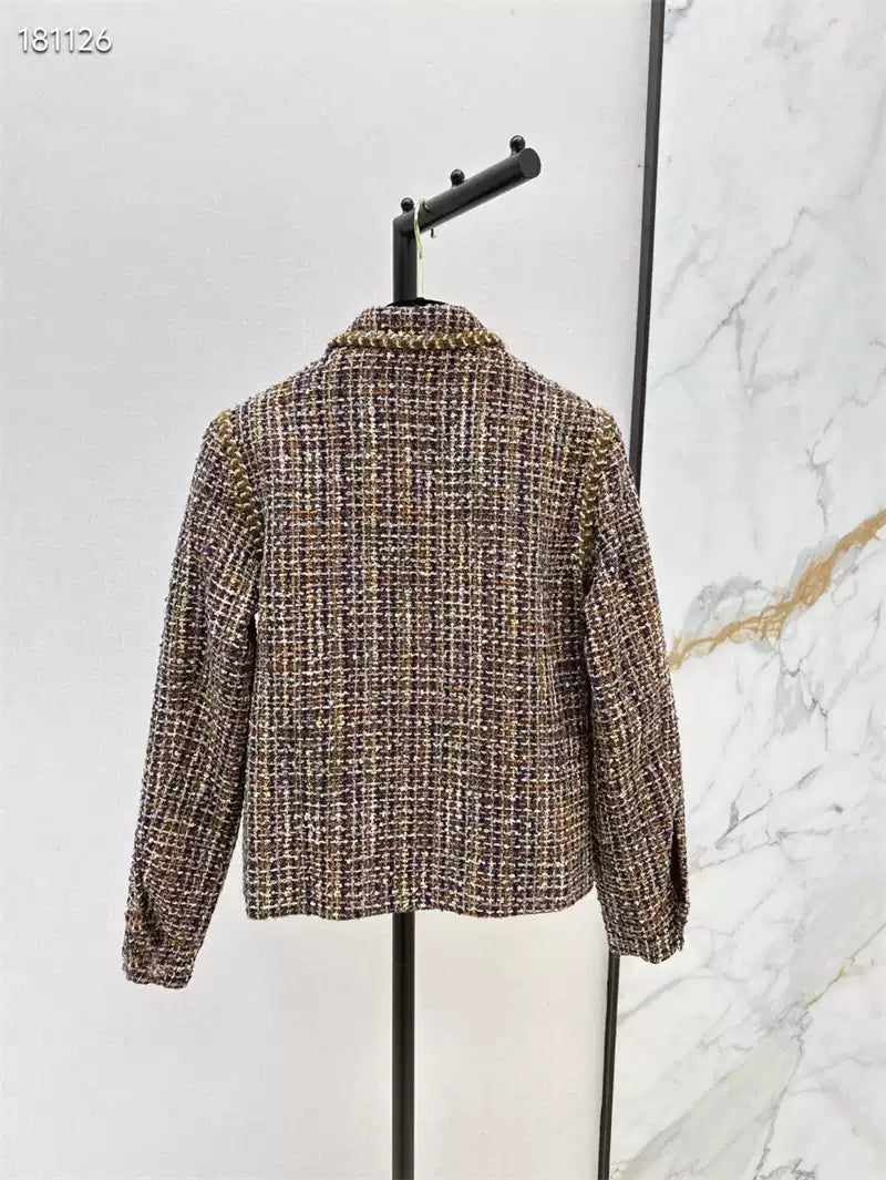 2025 Spring and Summer New Retro Woven Tweed Jacket