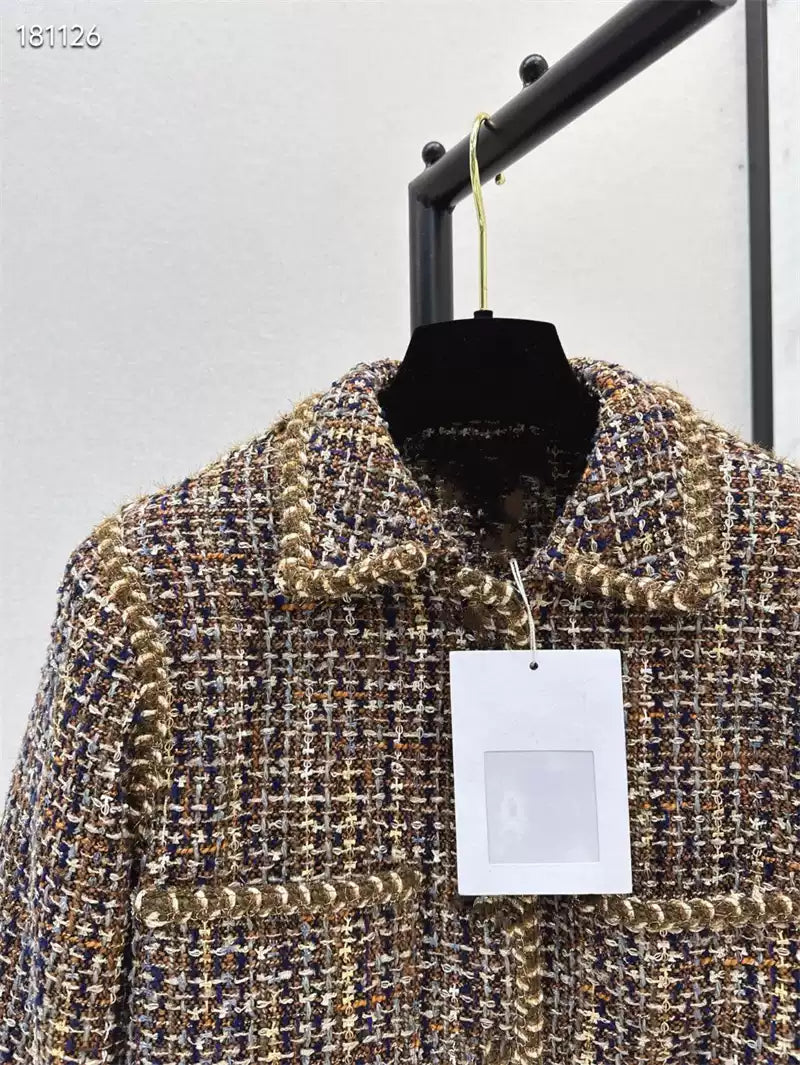 2025 Spring and Summer New Retro Woven Tweed Jacket