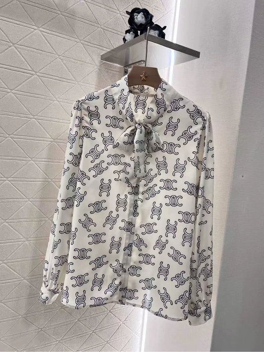 2025 New Printed Lace-Up Shirt