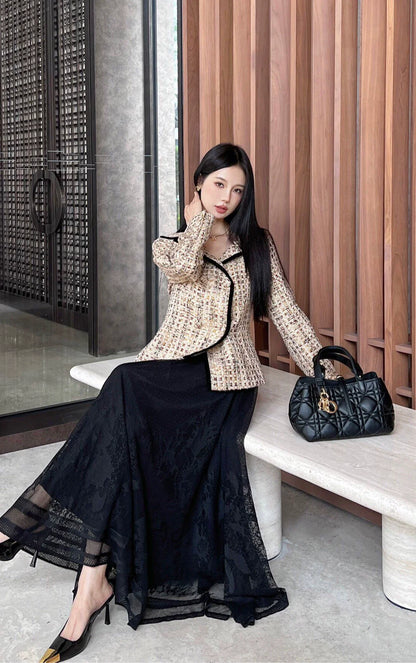 25SS Early Spring Latest One-shoulder Knitted Tweed Jacket
