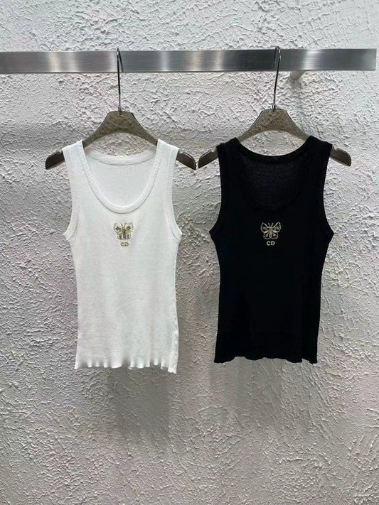 Embroidered knitted vest