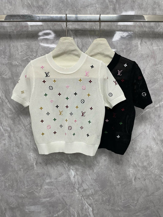 25 new colorful logo pattern embroidered short sleeves