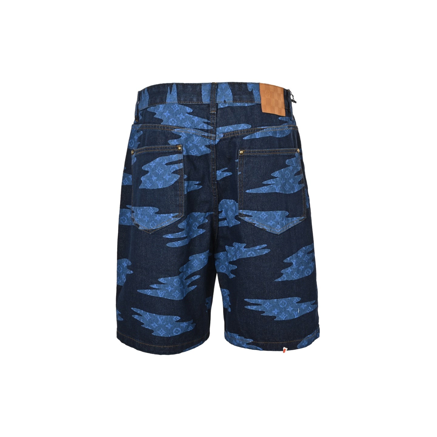 25ss blue sky and white cloud printed denim shorts