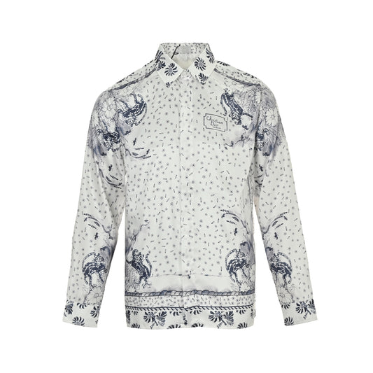 25ss co branded animal flower painted mulberry silk shirt