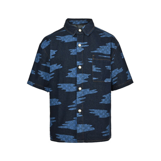25ss cloud sky blue denim short sleeved shirt