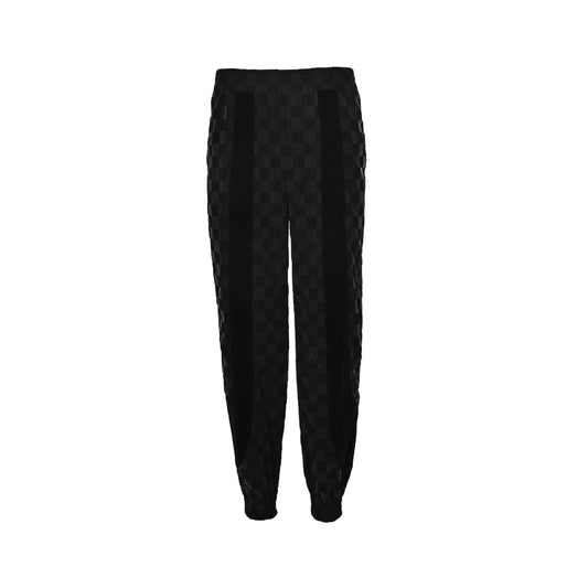 Flocked checkerboard trousers set