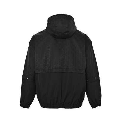 Stitched all-over printed presbyopic hooded windbreaker jacket